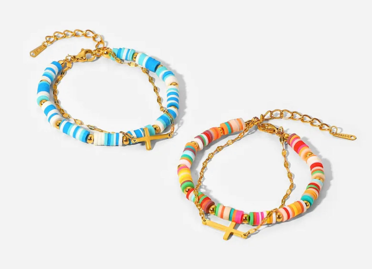 FASHION BEADED & GOLD BRACELET