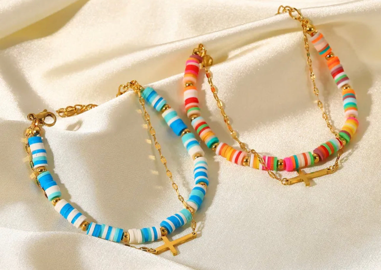 FASHION BEADED & GOLD BRACELET