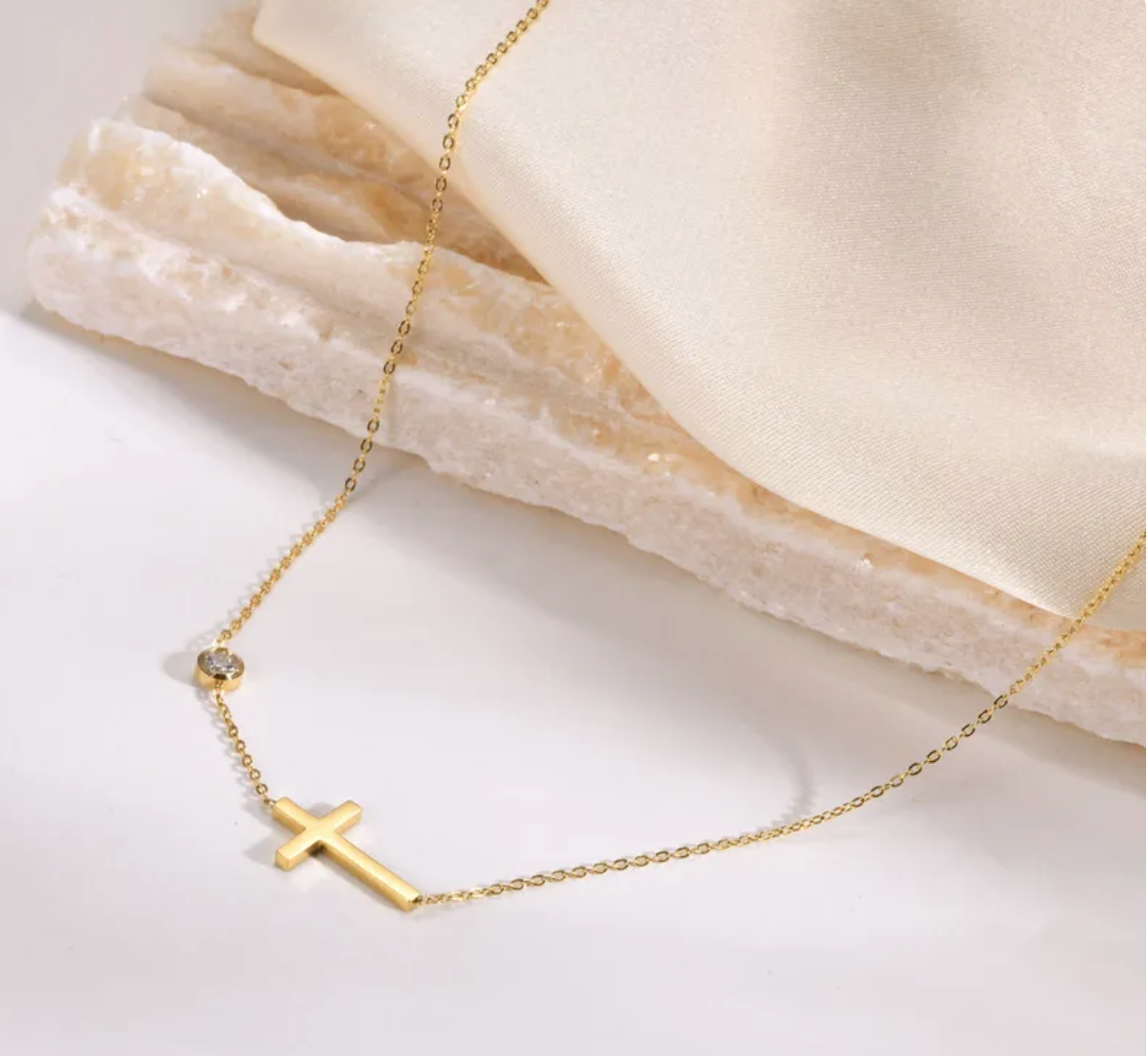 SIMPLE CROSS & ZIRCON SET