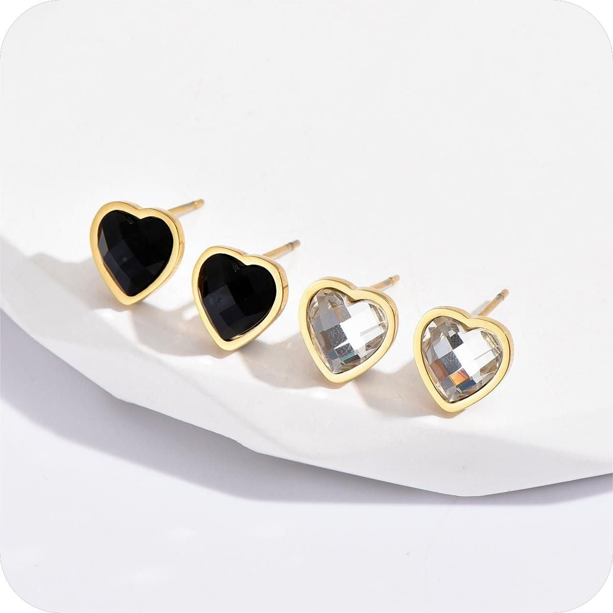 DAZZLING HEARTS ZIRCON EAR STUBS