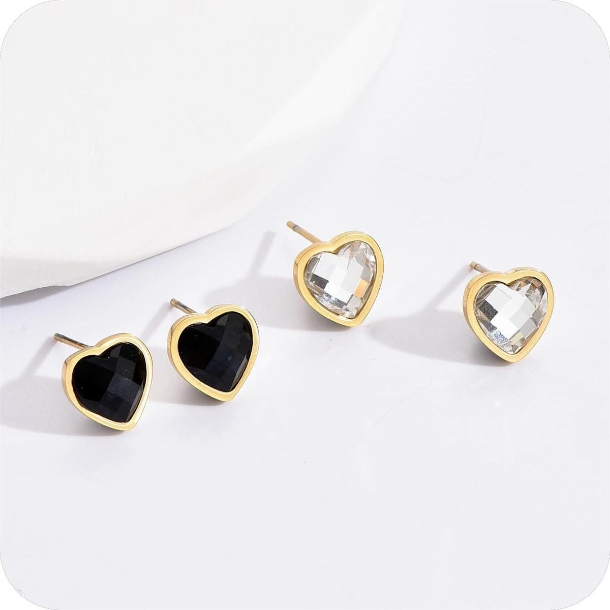 DAZZLING HEARTS ZIRCON EAR STUBS