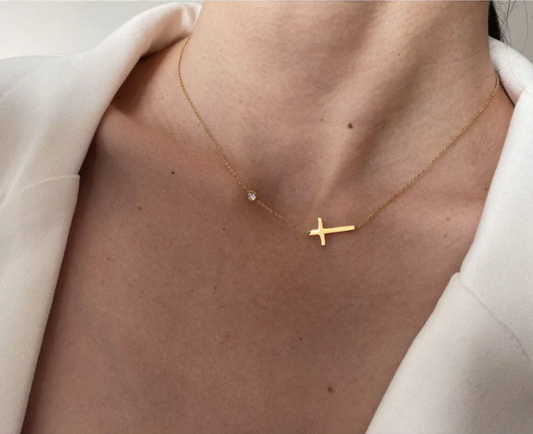 SIMPLE CROSS & ZIRCON SET