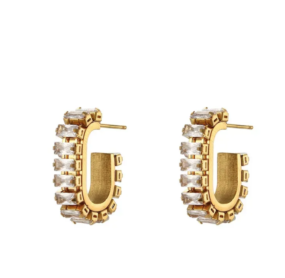 SQUOVAL SEMI C HOOP EARRINGS