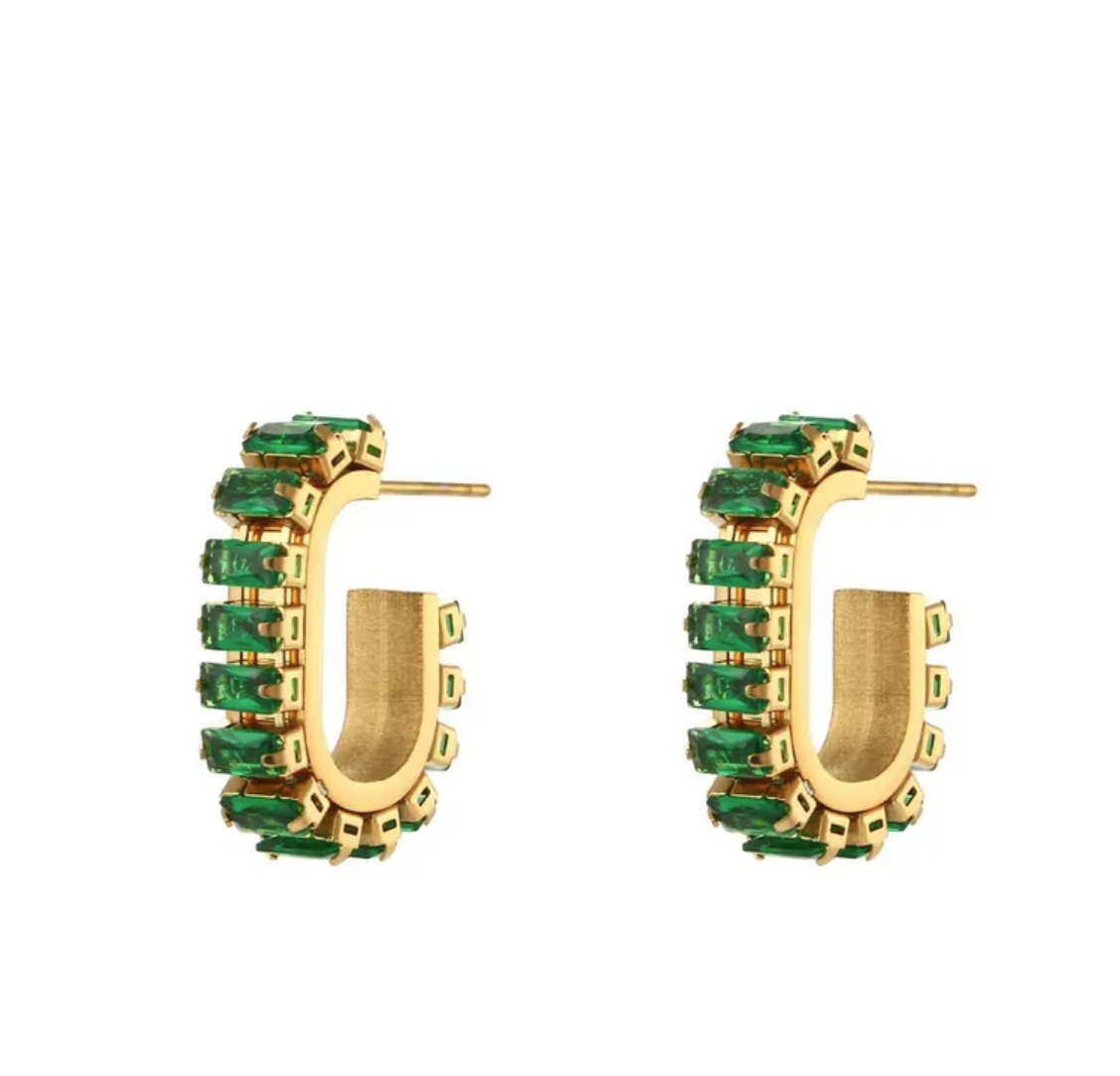 SQUOVAL SEMI C HOOP EARRINGS